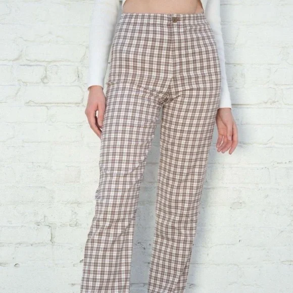 Brandy Melville Checkered Brown Tilden Pants - Picture 1 of 3